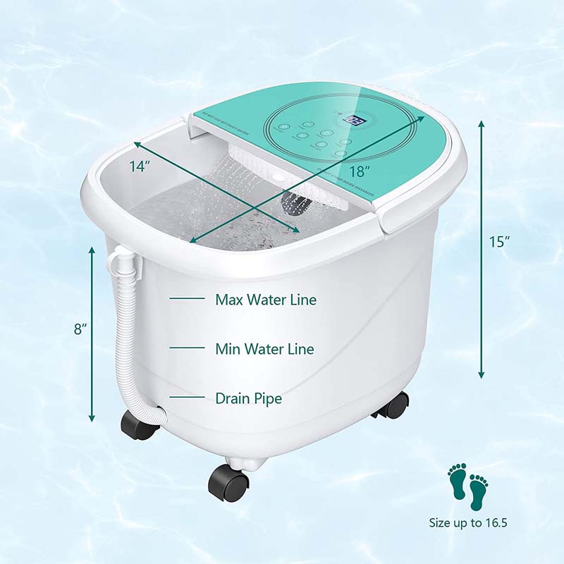 Foot Spa Bath Massager Pedicure Spa Tub with Heat, 2 Rollers, 4 Shiatsu Massagers, Temperature Control, Timer, 3-Angle Shower