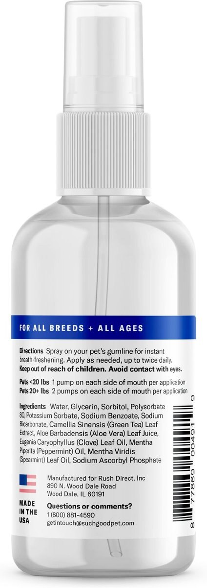 SUCHGOOD Original Breath Spray Cat and Dog Breath Freshner， 4-oz bottle