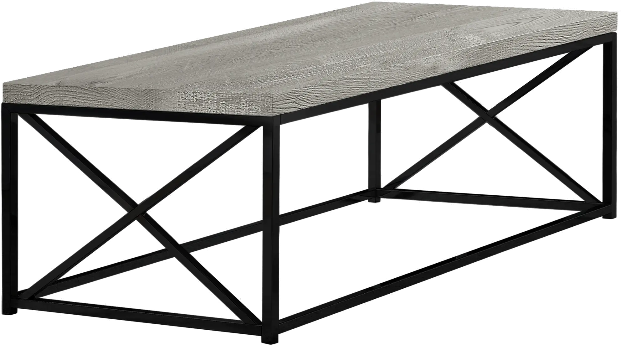 Gray Coffee Table with Black Metal Base - Lewiston