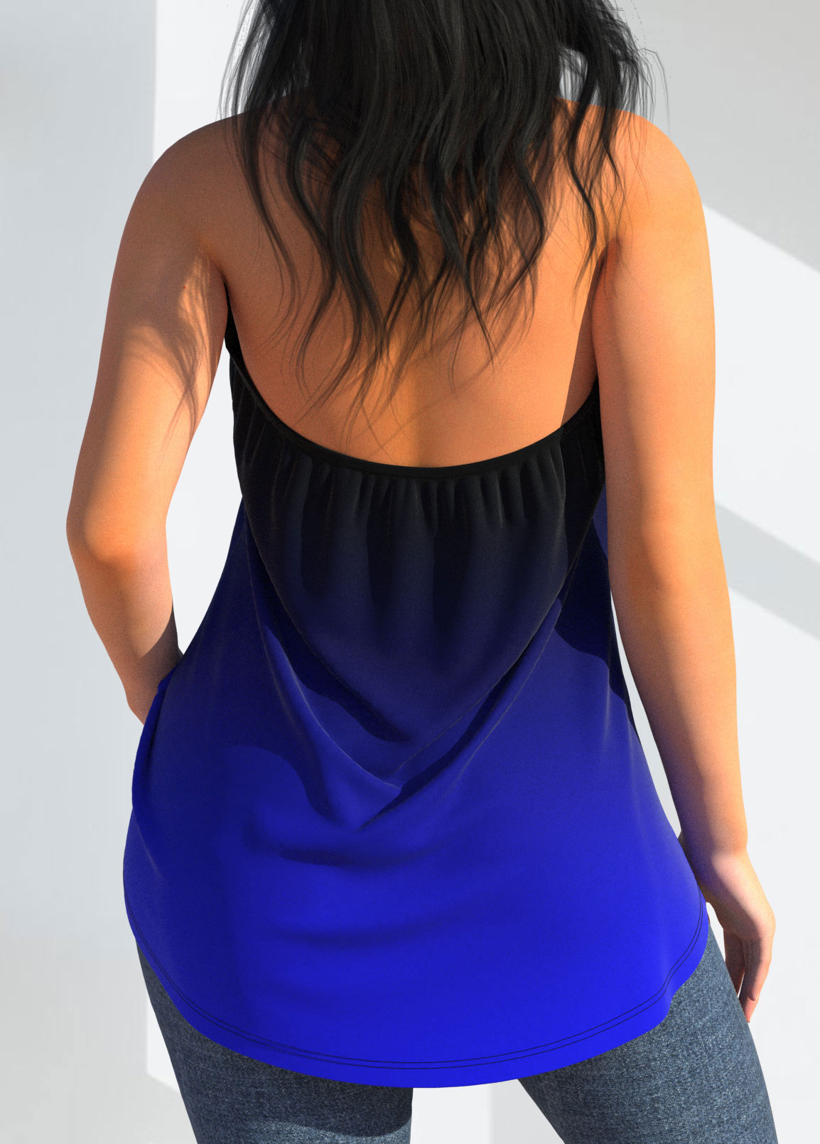 Royal Blue Halter Ombre Tank Top