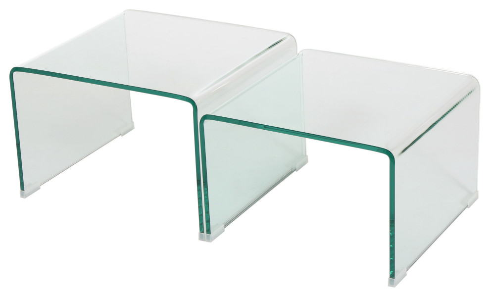 GDF Studio Angel 12Mm Tempered Glass Nesting Tables   Contemporary   Coffee Table Sets   by GDFStudio  Houzz