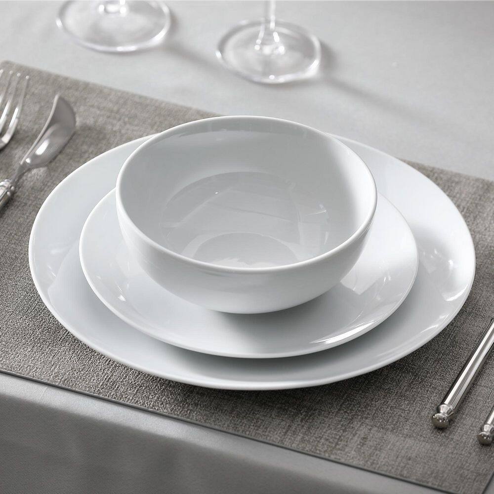 MALACASA Amelia 24-Piece White Porcelain Dinnerware Set Service For 6 AMELIA-24