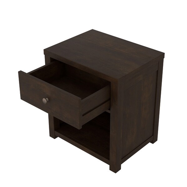 Vintage Aesthetic 1 Drawer Solid Wood Nightstand Sofa End Table In Rich Brown (Nightstand Of Freely Configurable Bedroom Sets)