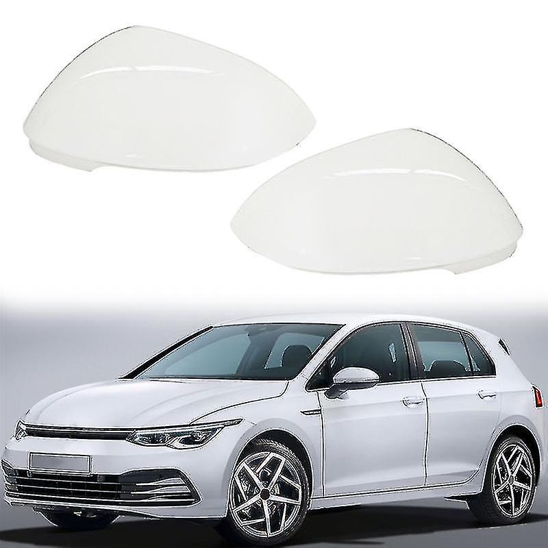 5h0857537 Car White Rearview Side Glass Mirror Cover Trim Rear Mirror Covers Shell For- Golf 8 Mk8