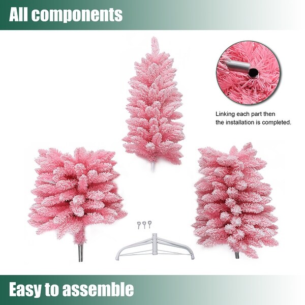 6Ft Pencil Slim Artificial Pink Christmas Tree