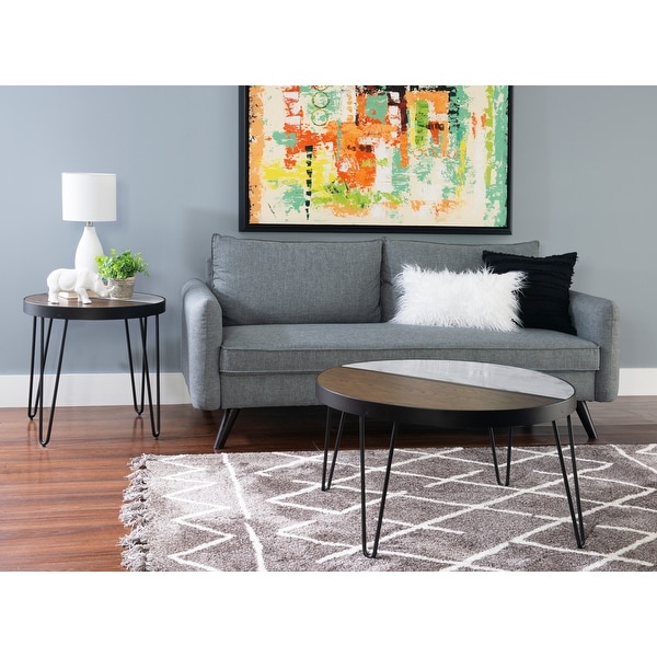 Rolinda Two Toned Side Table with Faux Marble Top