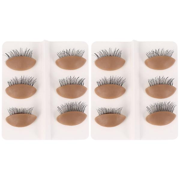 6 Pairs Mannequin Head Removable Eyelids Eyelash Training Practice Tools