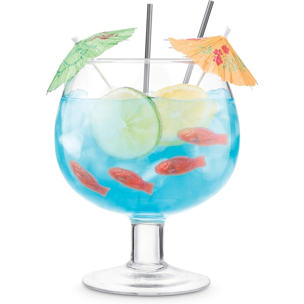 Final Touch Fishbowl Large Glass for Cocktails and Drinks   44 oz