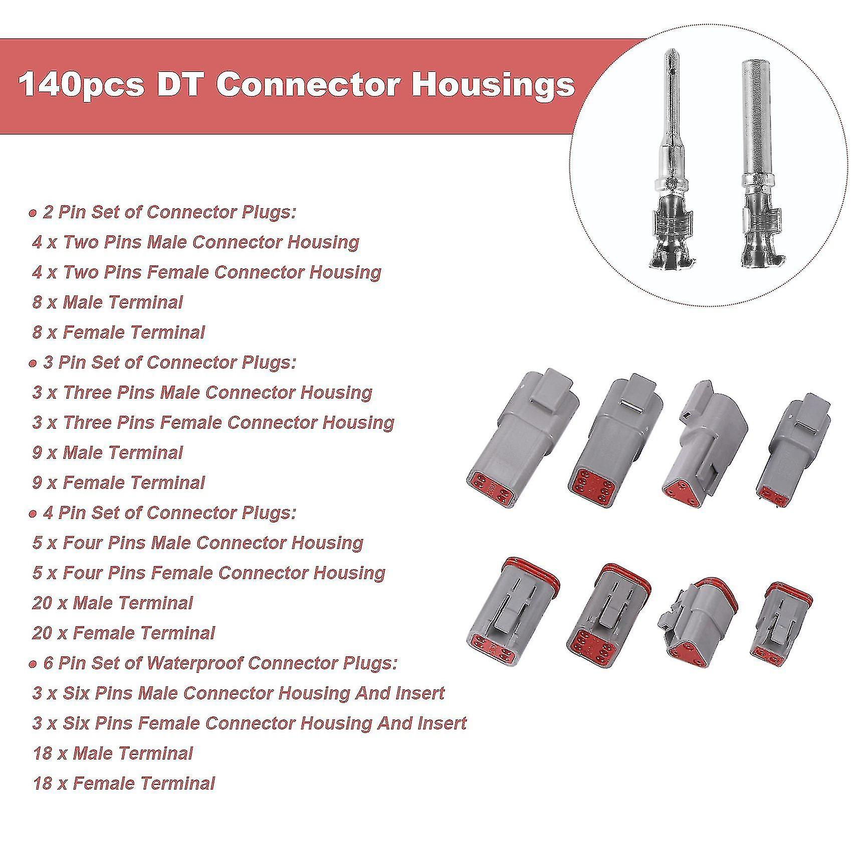 140pcs Deutsch Dt Series Waterproof Wire Connector Kit With Pins Box