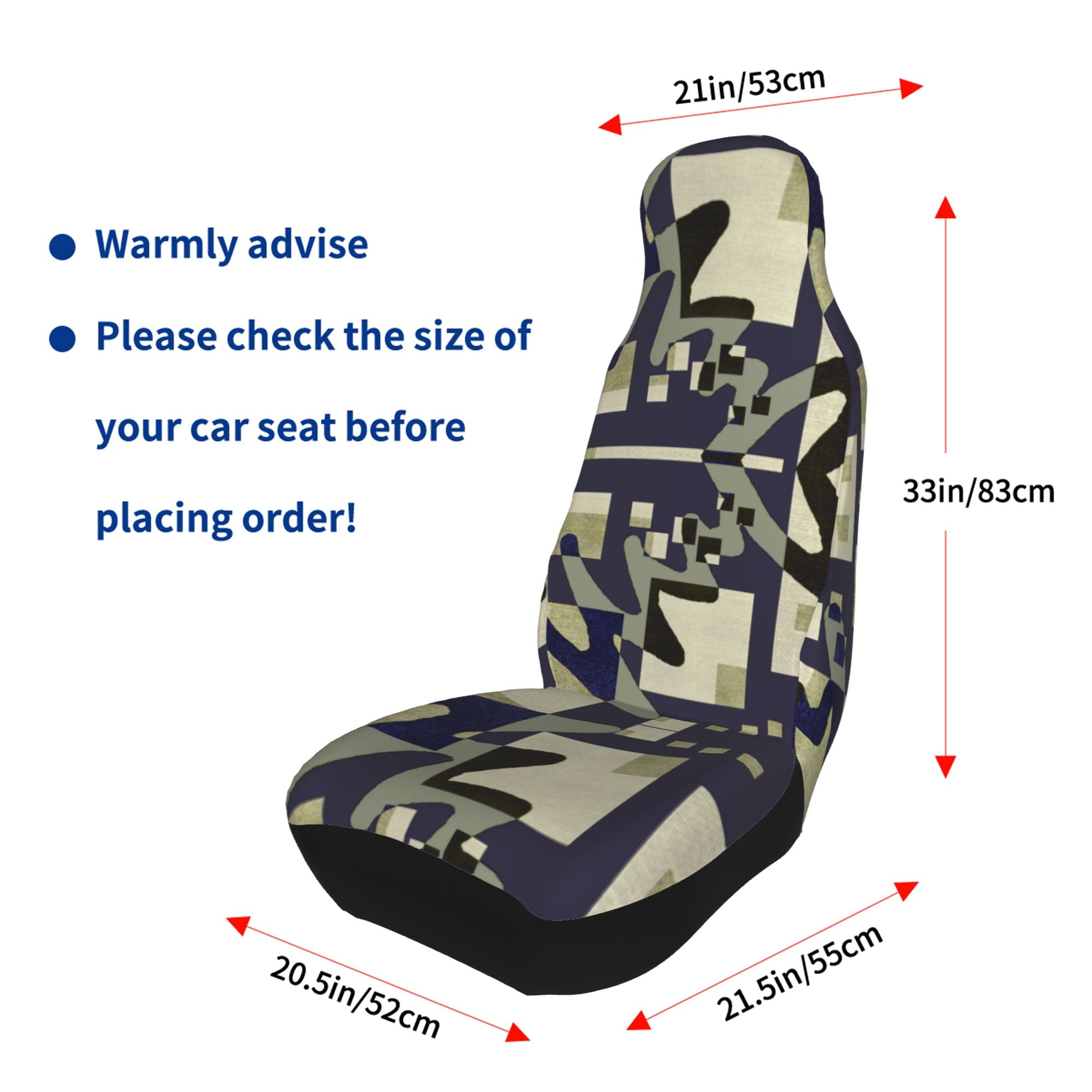 ZICANCN Car Seat Cover Vintage Blue Geometric Art Car Front Seat Covers Protectors ， Automotive Seat Covers for Cars Trucks Suv