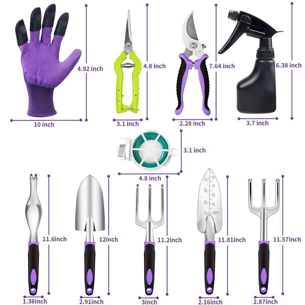 11-Piece Aluminum Alloy Steel Hand Tool Starter Kit Outdoor Heavy-Duty Garden Tool Set B09P5W8LG4