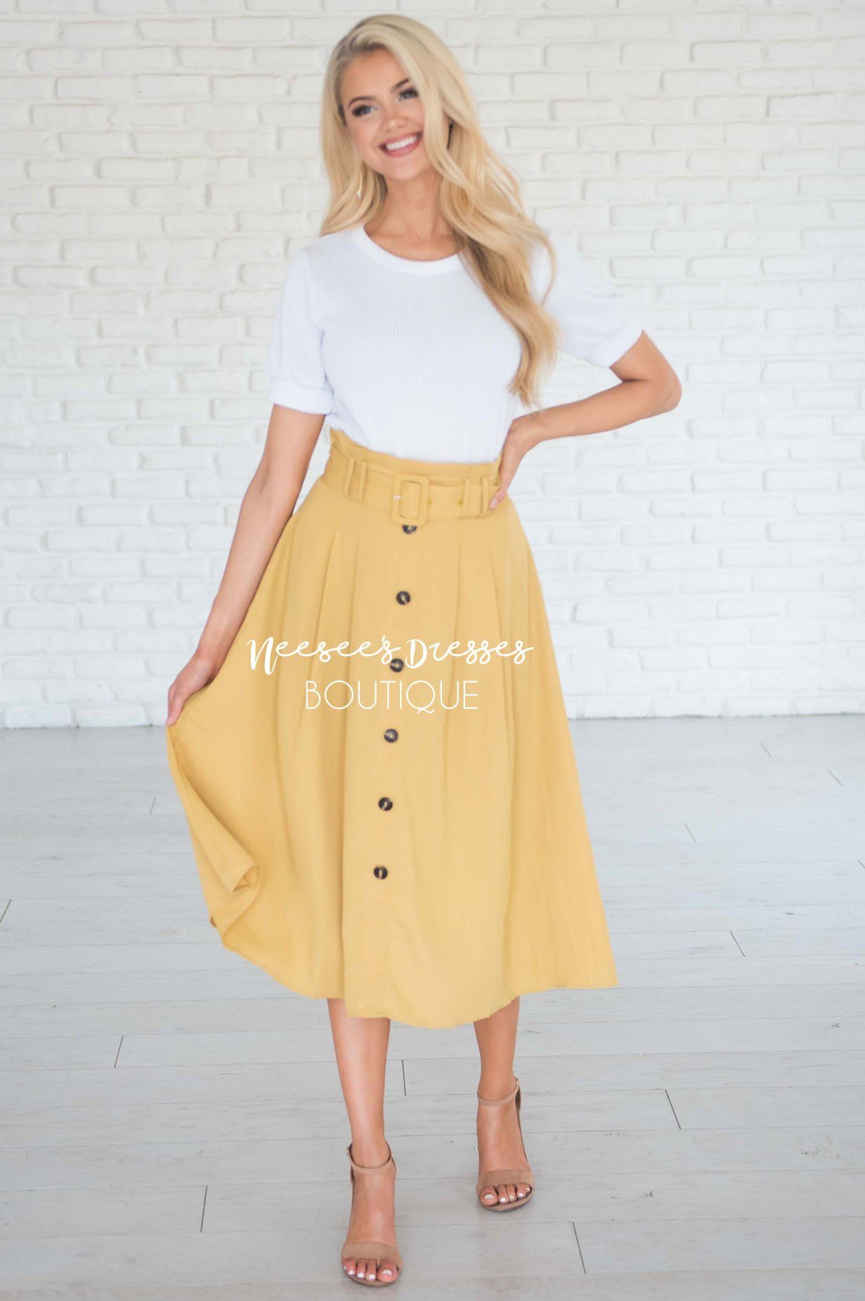 Walk with Me Button Front Skirt