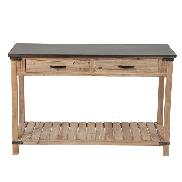 Natural Wood Two Drawer Console Table - 47.37