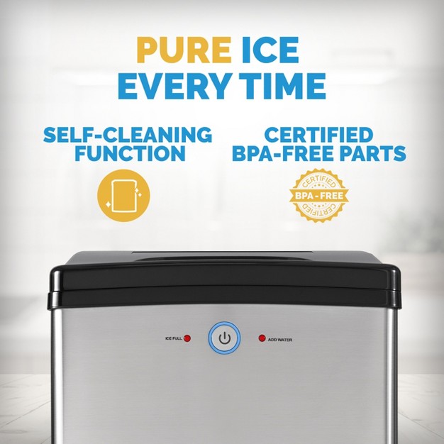 Newair 45 Lbs Nugget Countertop Ice Maker With Self Cleaning Function In Stainless Steel