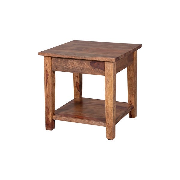 Porter Designs Taos Traditional Solid Sheesham Wood End Table， Brown