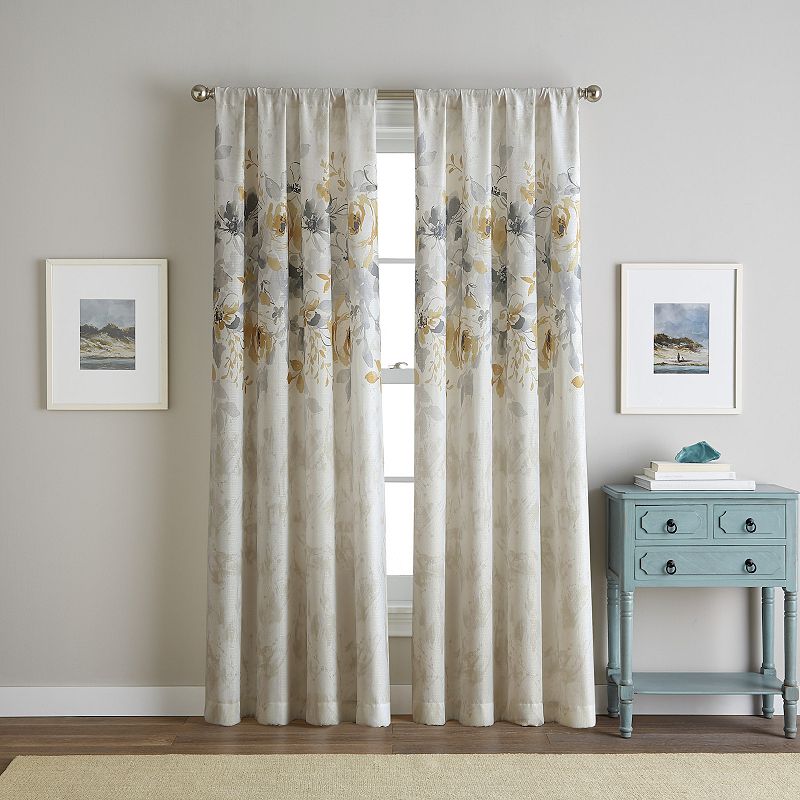 Watercolor 1-Panel Floral Window Curtain