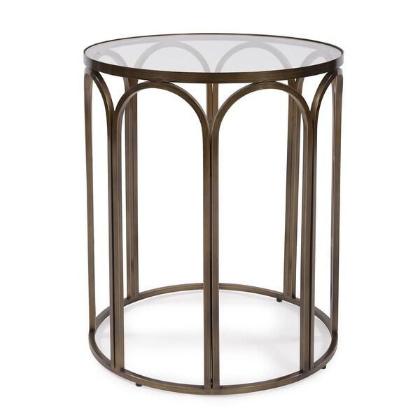 Allan Andrews Round Brass Metal Side and Accent Table