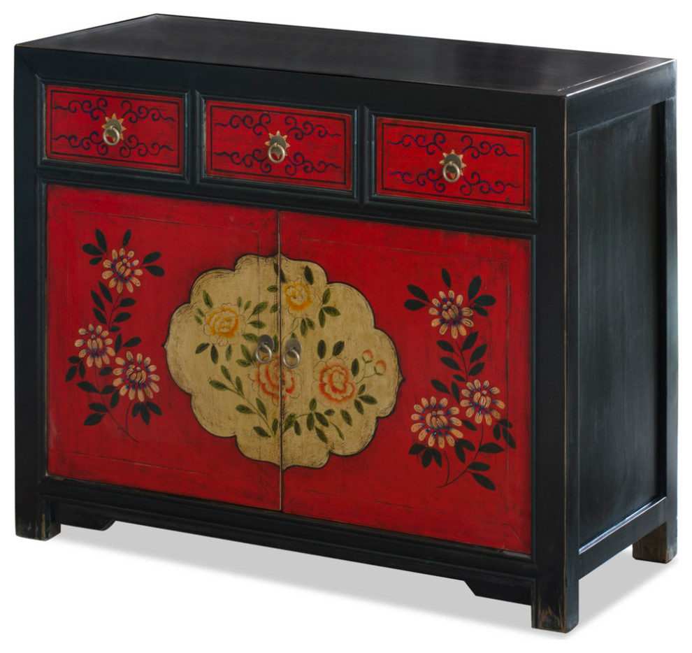 Elmwood Floral Motif Tibetan Cabinet   Asian   Accent Chests And Cabinets   by China Furniture and Arts  Houzz