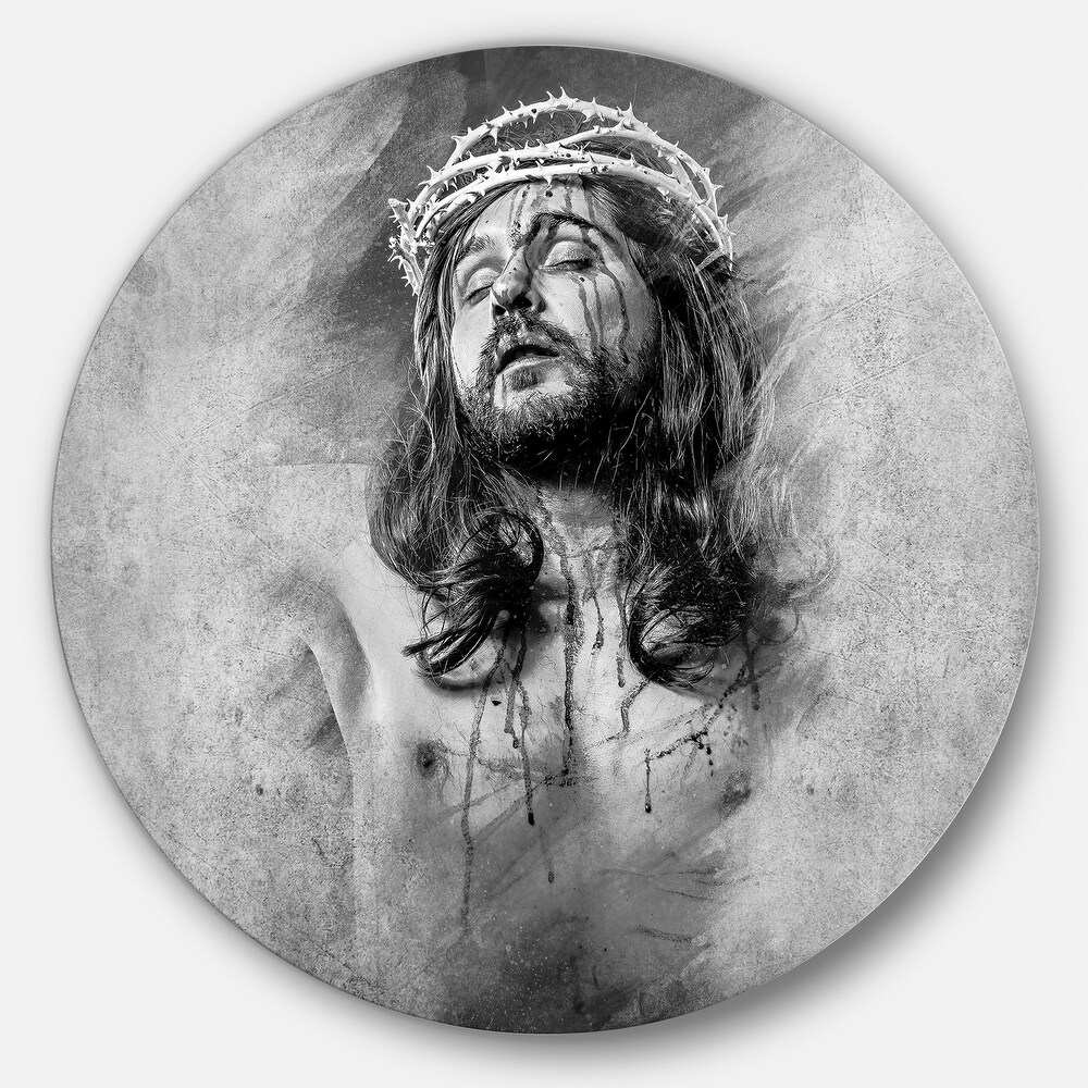 Designart 'Jesus Christ' Portrait Digital Art Circle Wall Art