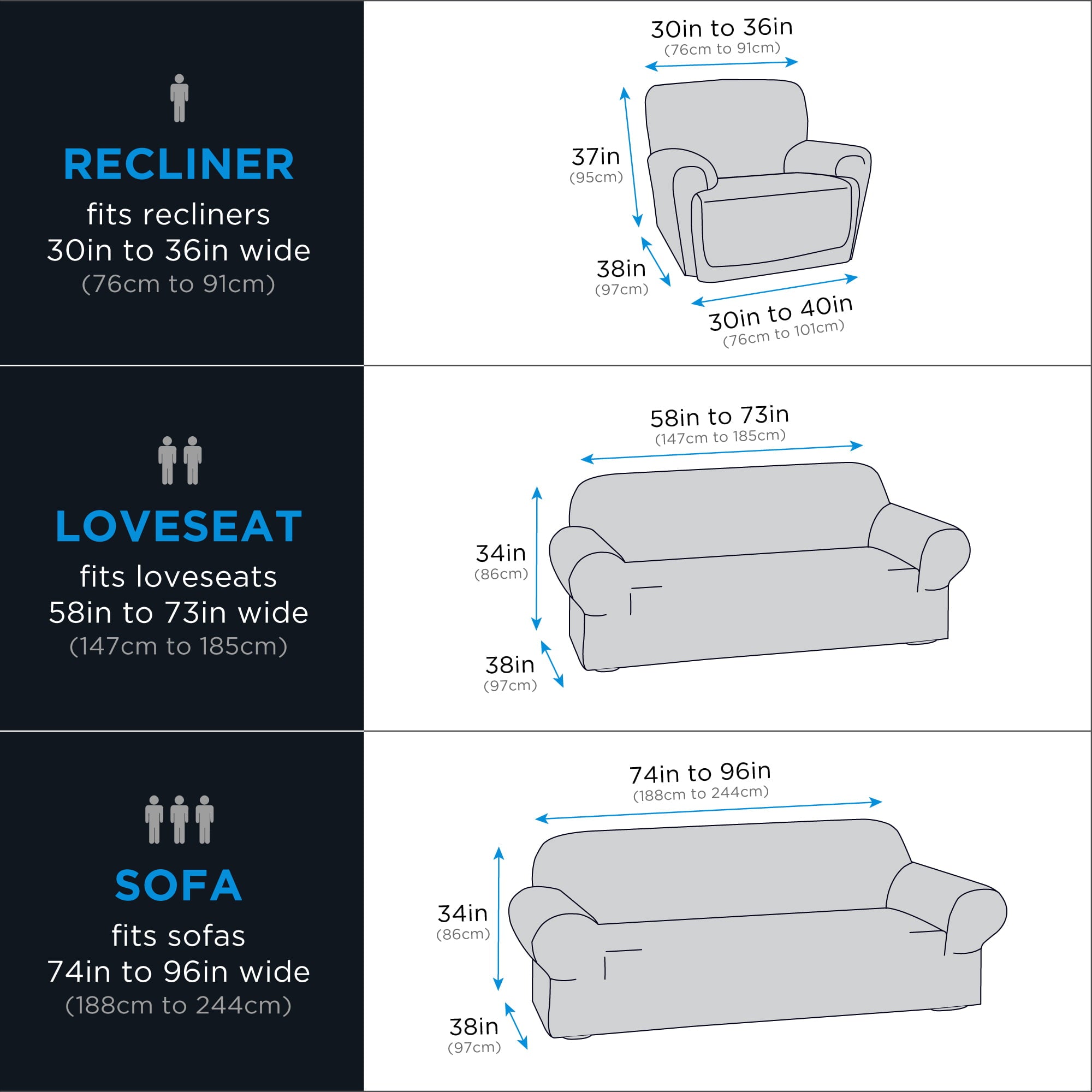 Mainstays Chenille Stretch Fabric Loveseat Slipcover, Grey, 1-Piece