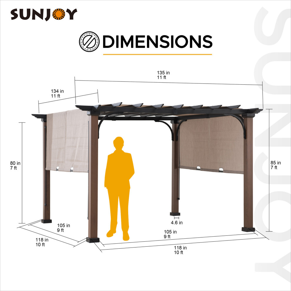 Sunjoy 11  x27x11  x27Steel Pergola   Modern   Pergolas   by Golden Bull Marketing  LLC  Houzz