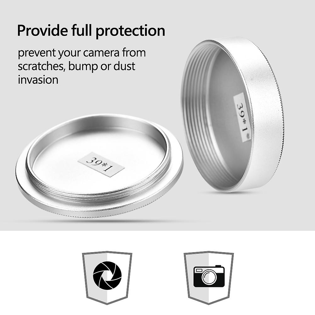 Metal Protective Body Front and Rear Lens Cap Cover For M39 Screw Mount Camera Lenses(silver)