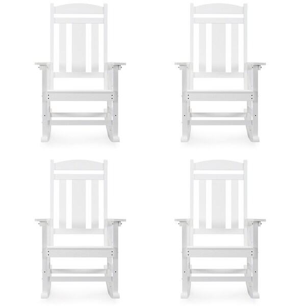 LUE BONA Plastic Outdoor Patio Adirondack Rocking Chairs For Porch Set of 4