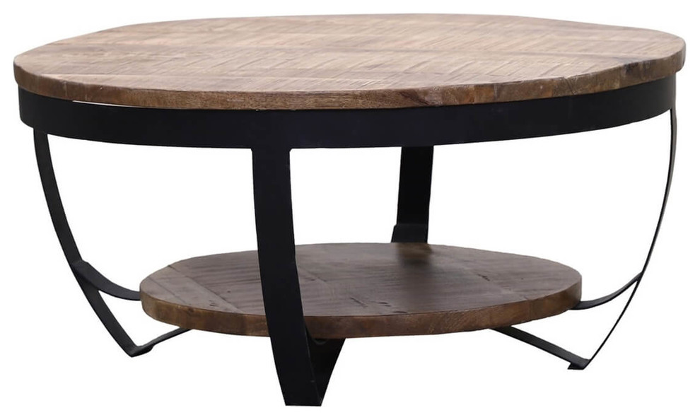 Farmhouse  ampIndustrial Style Reclaimed Wood 2 Tier Round Coffee Table   Industrial   Coffee Tables   by Sierra Living Concepts Inc  Houzz