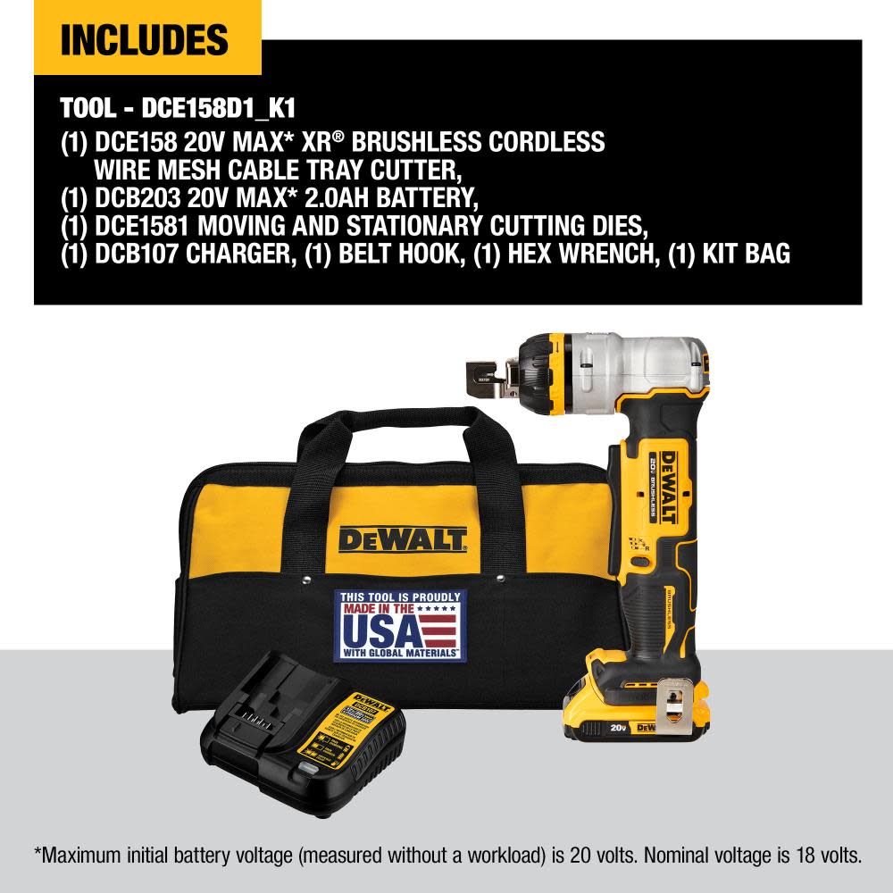 DEWALT 20V MAX XR Wire Mesh Cable Tray Cutter Brushless Cordless ;