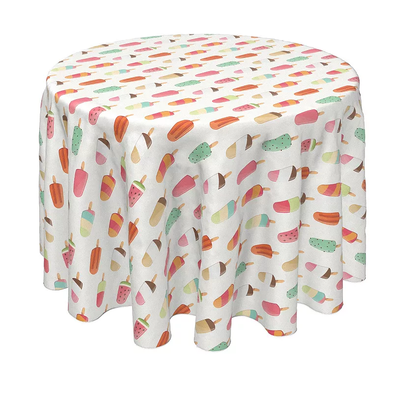 Round Tablecloth， 100% Polyester， 70 Round， Sweet Summer Treats