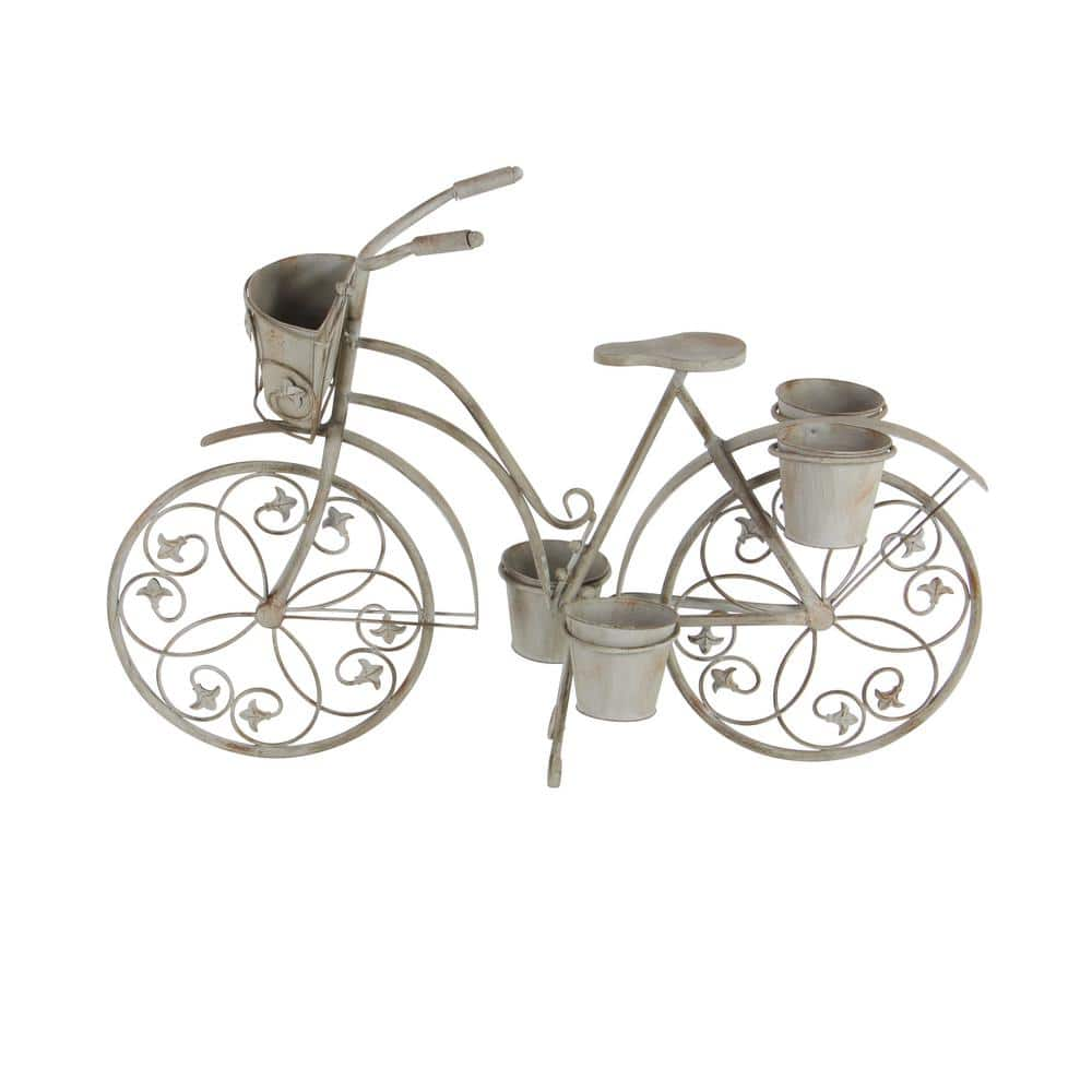 Litton Lane Silver Iron 5-Planter Bicycle Stand 68767