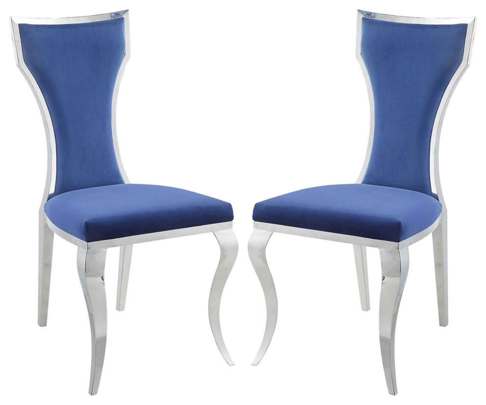 Set of 2 Side Chair  Blue and Gold Finish   Contemporary   Dining Chairs   by Simple Relax  Houzz