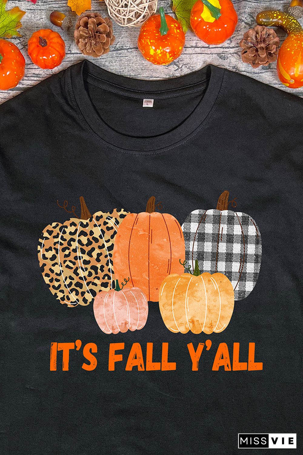 Fall Pumpkin Printed Graphic Tees for Women Wholesale Short Sleeve T shirts Top