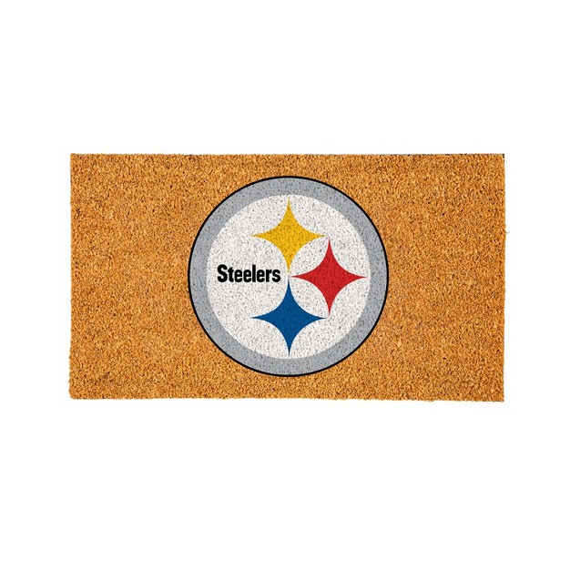 Evergreennflpittsburgh Steelers Logo Natural Coir 28 X 16 Inches Indoor Outdoor Doormat