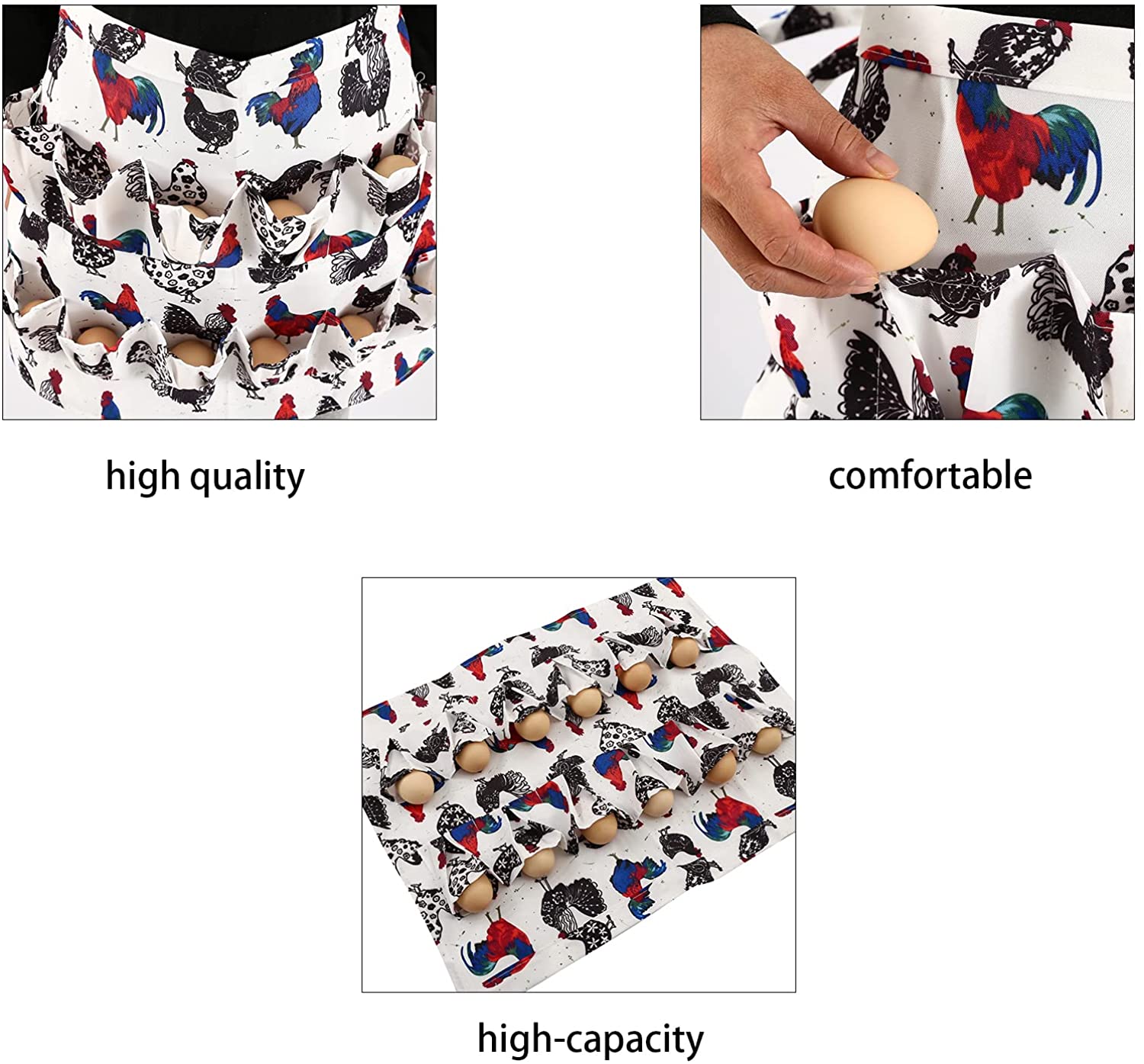 AMQTSLM Egg Apron with 12 Pockets, Egg Collecting Apron, Gathering Holding Apron for Chicken Hen Duck Goose Eggs,Chicken Egg Holder Apron for Kids Housewife Farmer