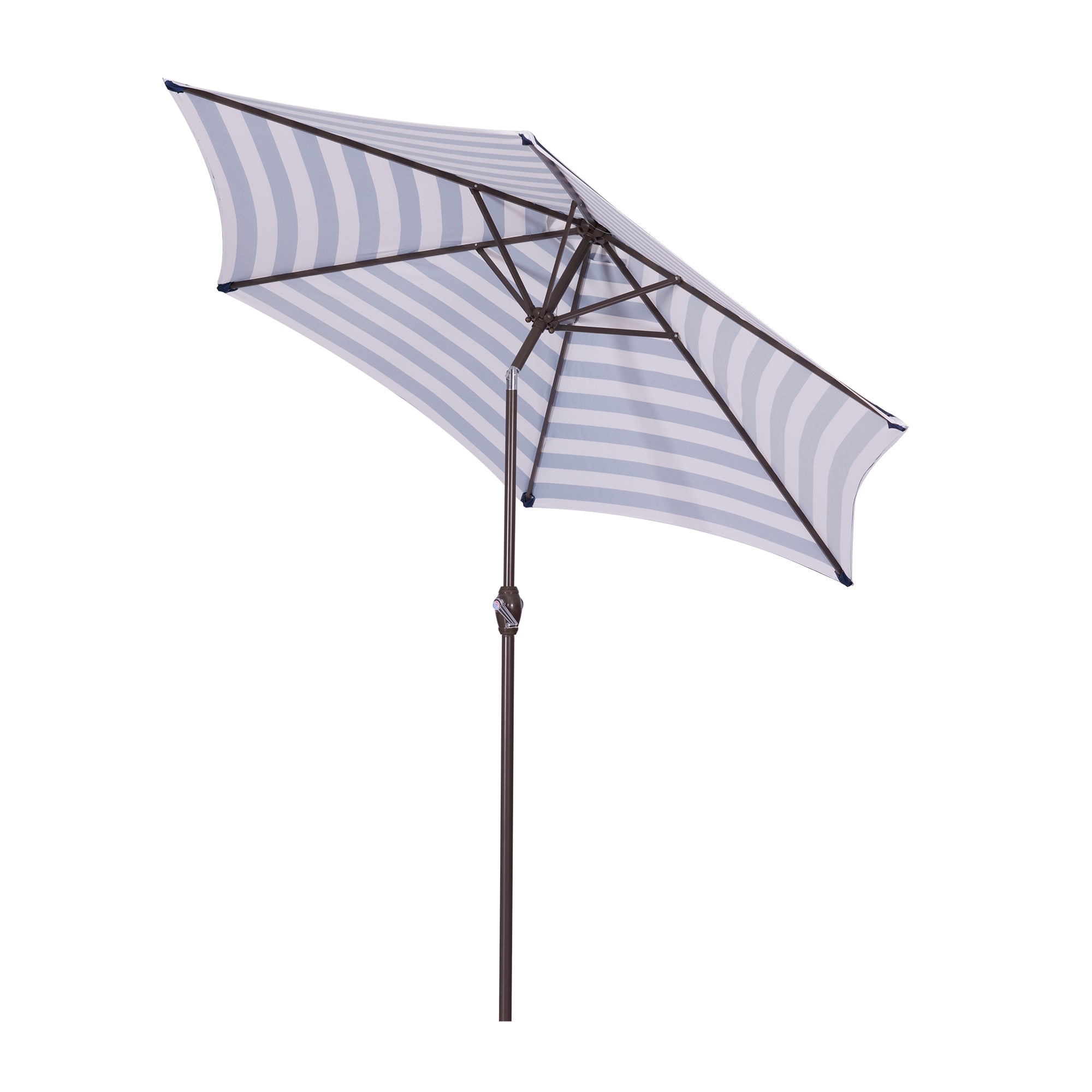 8.6FT Outdoor Solar Umbrella, Striped Patio Umbrella, Table Market Umbrella with Tilt and Crank for Garden, Deck, Backyard, Pool, and Beach, Blue White