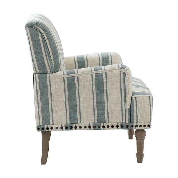 Geltrude Classic Upholstered Striped Armchair With Nailhead Trim Set of 2 by HULALA HOME