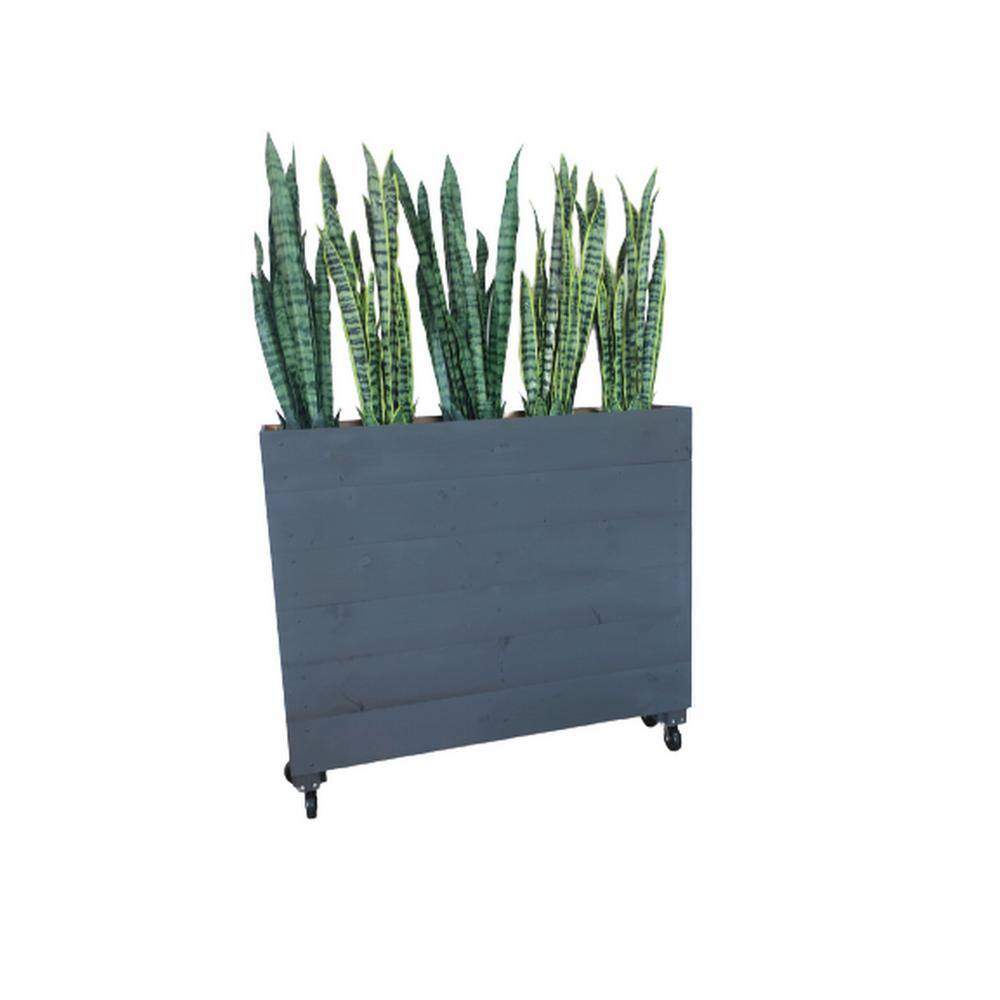 Ejoy 44 in. x 12 in. x 36 in. Black Solid Wood Mobile Planter Barrier in Unfinished Wood Color SolidWoodPlanterBLACK_44x36x12