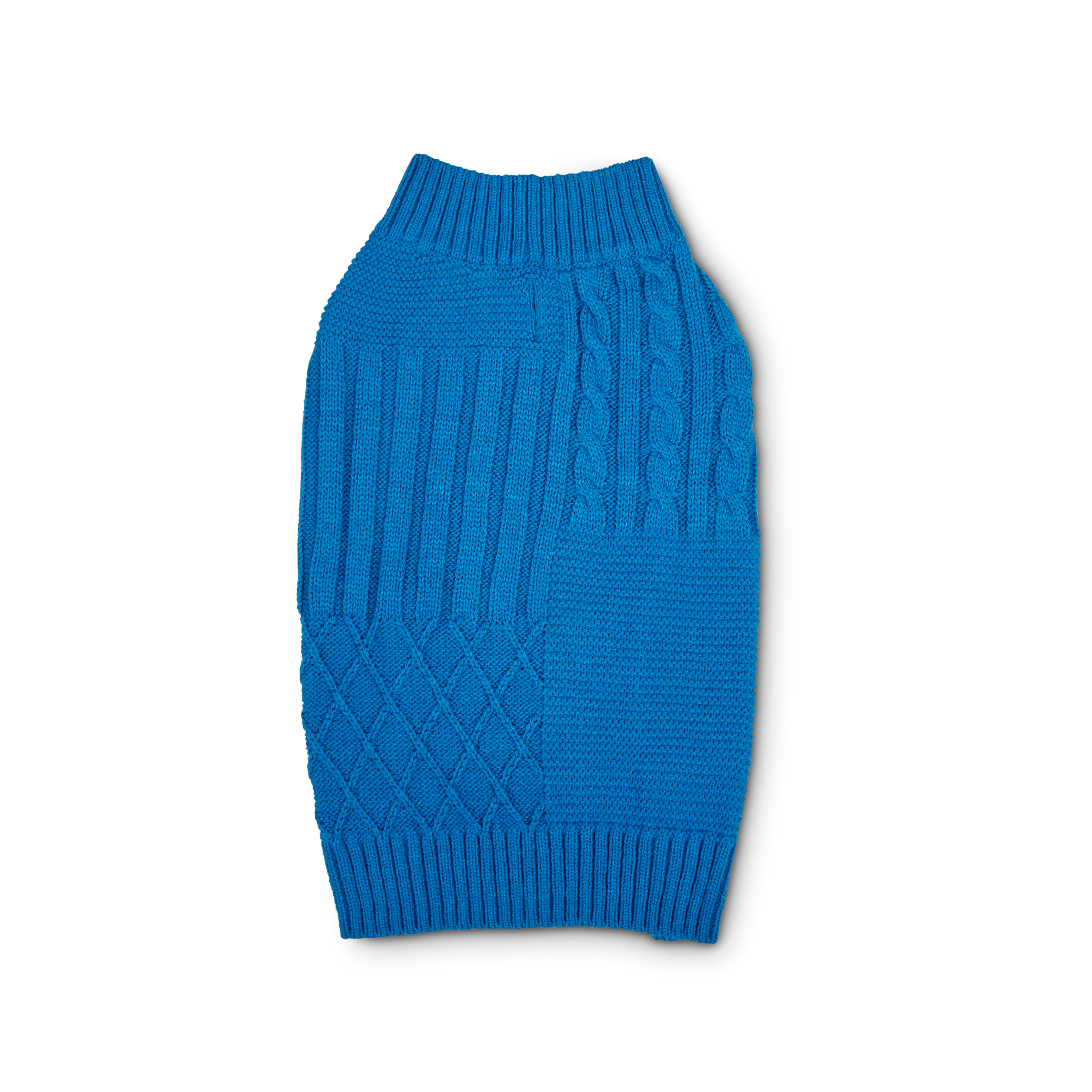 YOULY The Poet Blue Mixed Cable-Knit Dog Sweater， Small