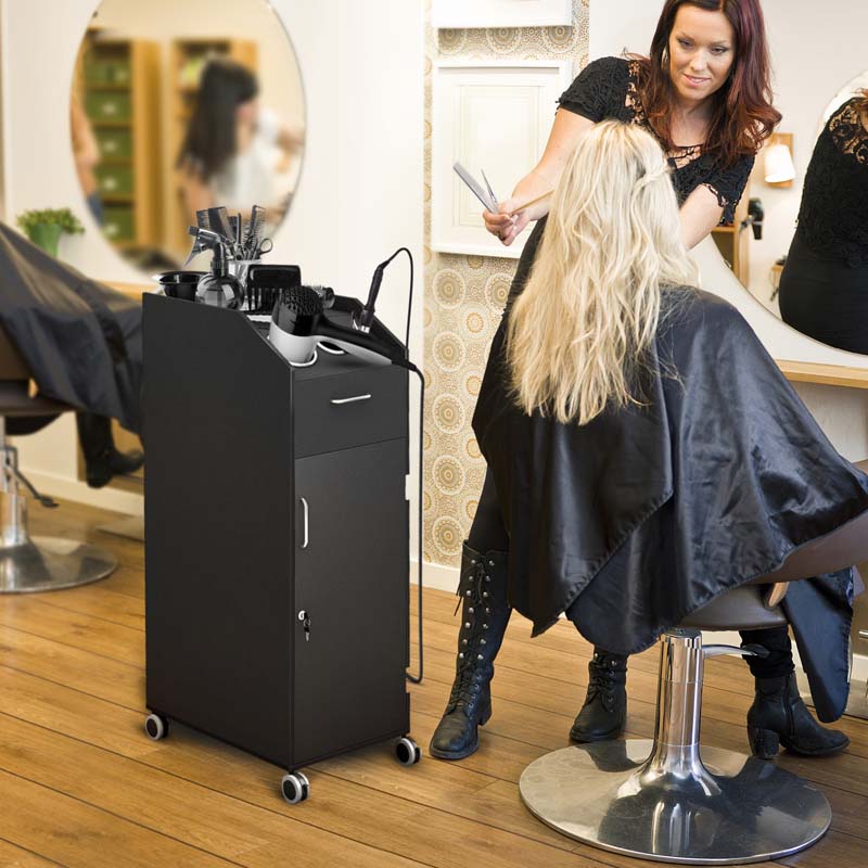 Salon Rolling Trolley Cart with 4 Drawers Lockable, Mobile Beauty Station Hairdressing Storage Cart for Salon Spa Manicure