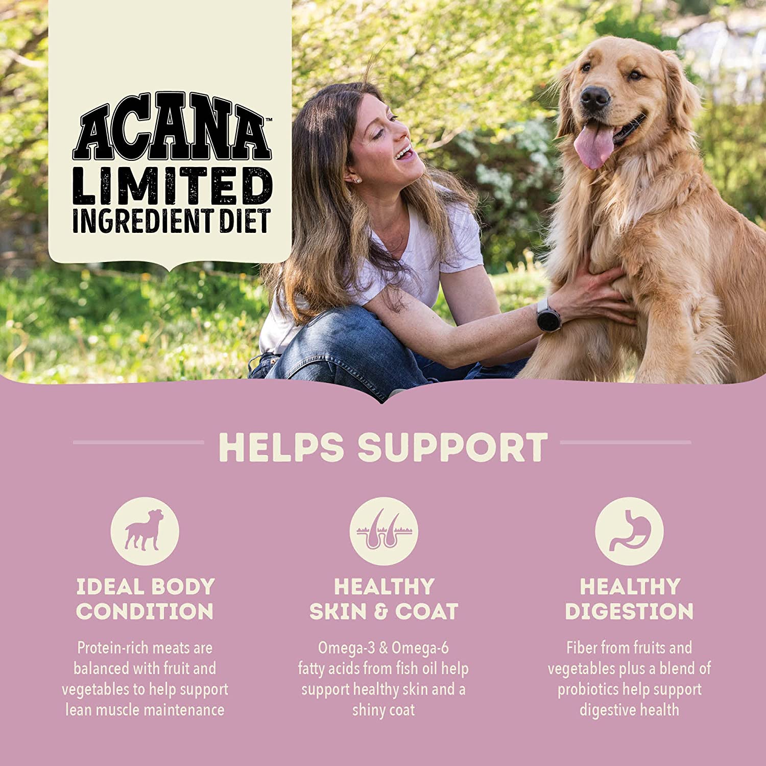 ACANA Singles Limited Ingredient Dry Dog Food， Grain-free， High Protein， Lamb and Apple， 4.5lb