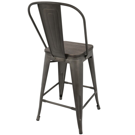 Oregon Industrial High Back Counter Stool in Antiq...