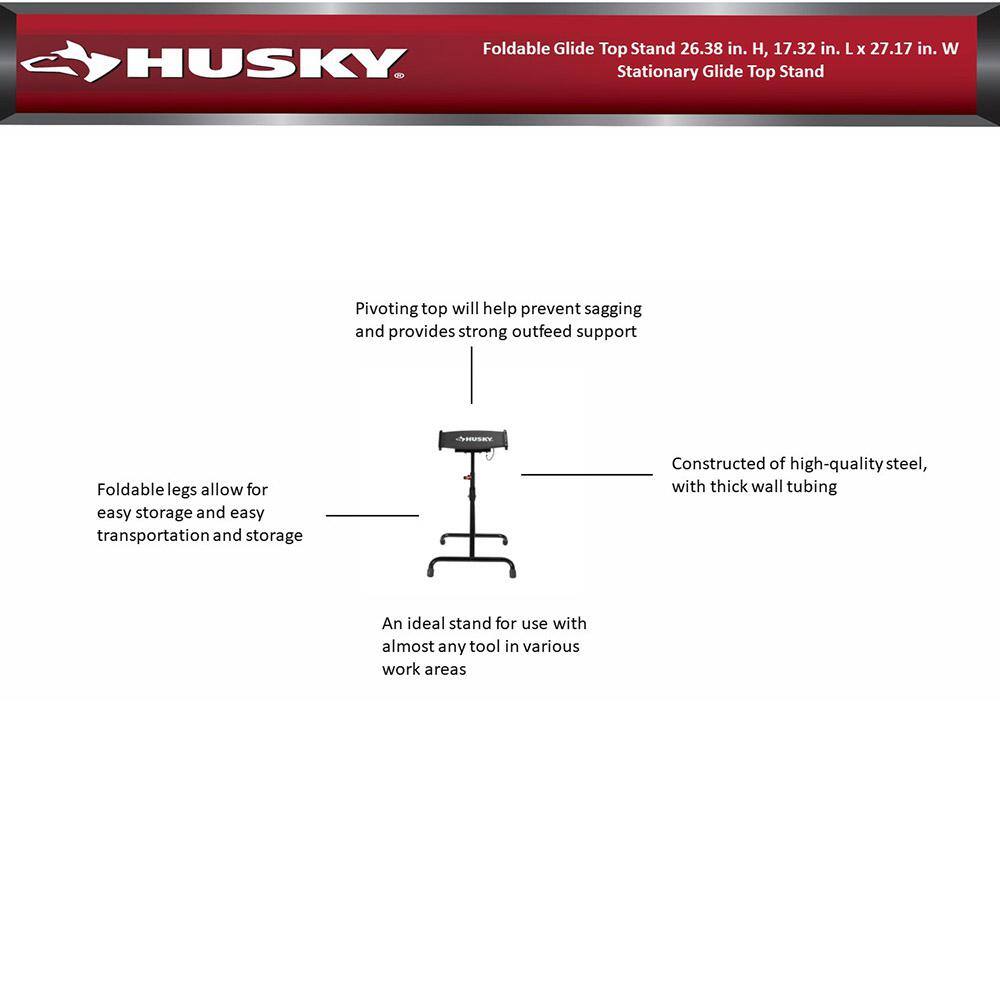 Husky Foldable Glide Top Stand 26.38 in. H 17.32 in. L x 27.17 in. W Stationary Glide Top Stand 00016