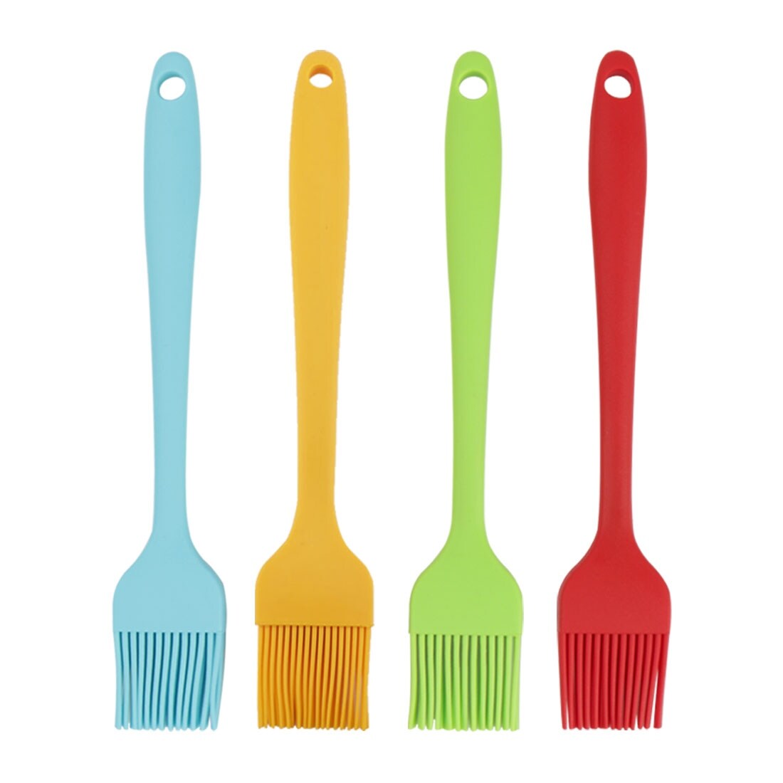 4 Pcs Silicone Brushes Heat Resistant Non-Stick Cooking Basting - Red Yellow Green Blue - 8.1