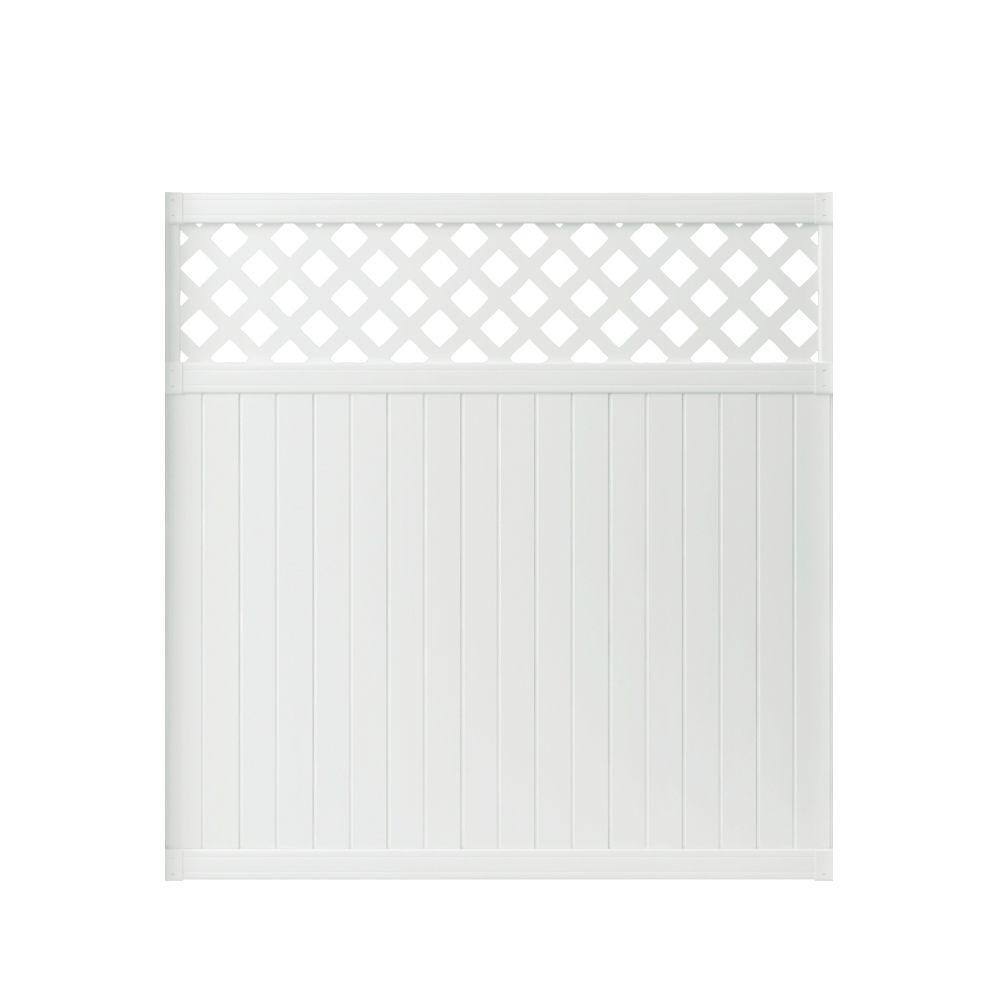 Veranda Lewiston 6 ft. H x 6 ft. W White Vinyl Lattice Top Fence Panel 128011