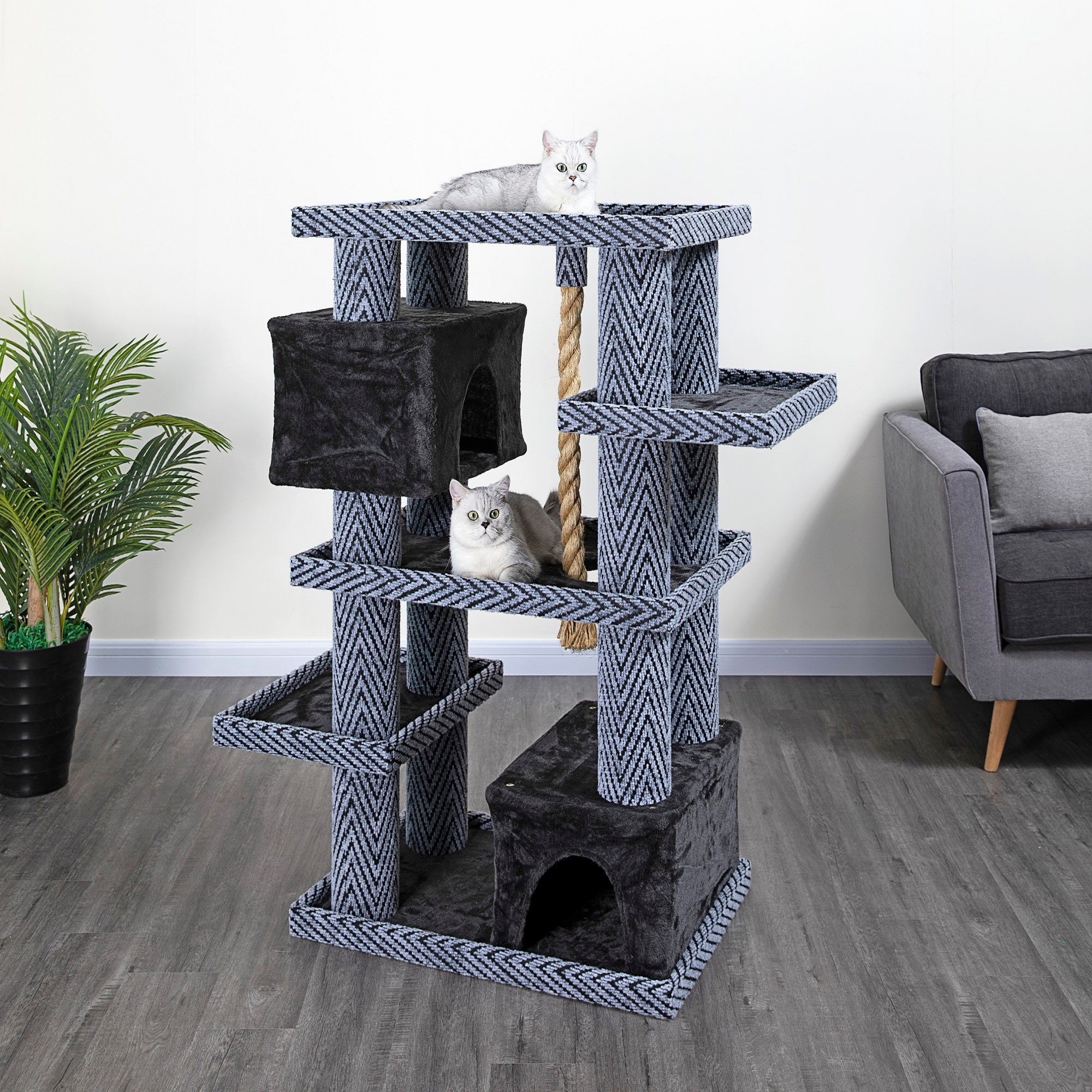 GO PET CLUB Sequoia Cat Tree House with Jungle Rope LP-855， 50.5