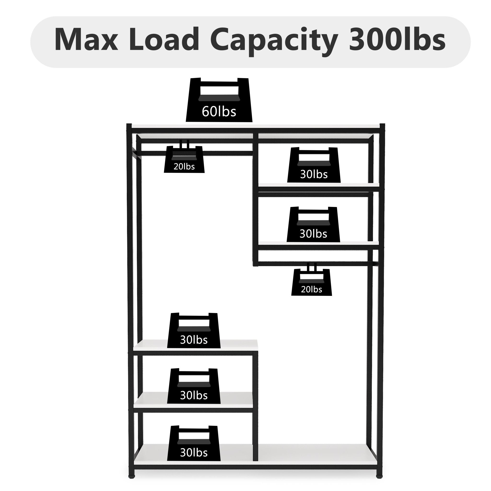 Freestanding Closet Organizer, Clothes Racks with 2 Hanging Rod