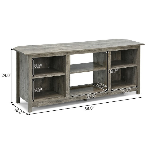 Costway 58 x27 x27 2 tier Tv Stand Entertainment Media Center Console Up To 65 x27 x27 Grey