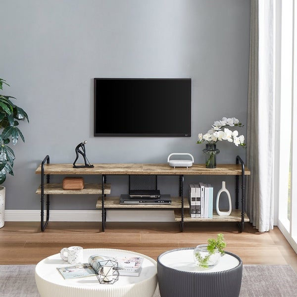 Entertainment Center TV Stand with 3-Tier Storage Shelves