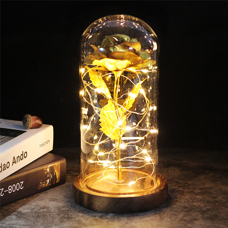 Galaxy Rose Led Fairy Lamp |  Rose Gold Flower |Galaxy Rose Glass